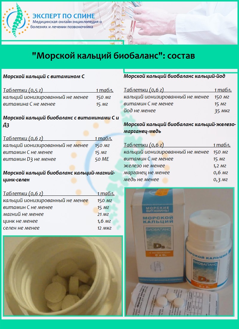 "Морской кальций биобаланс": состав