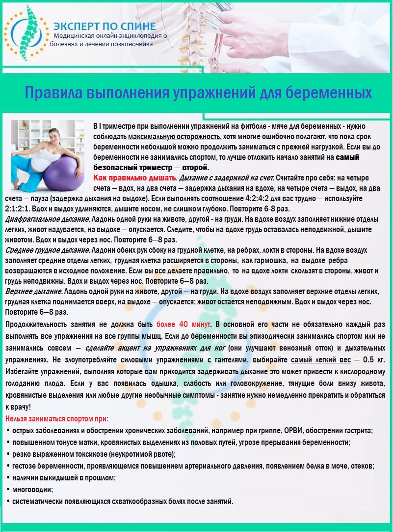 Правила выполнения упражнений для беременных