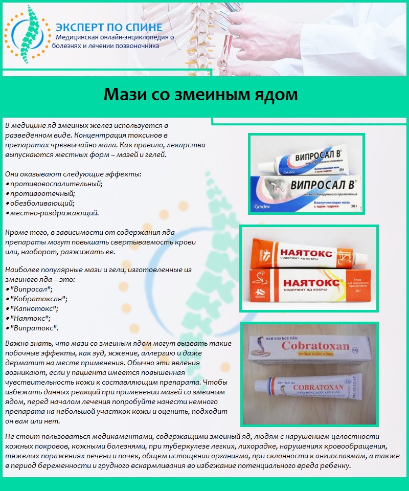 Мази со змеиным ядом