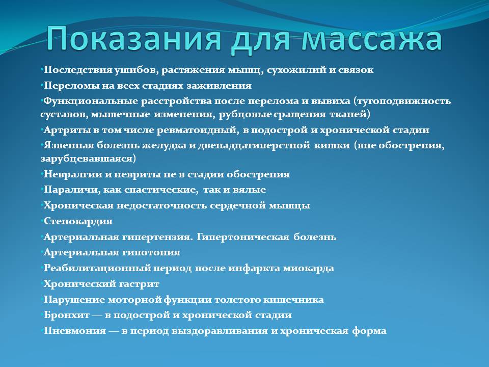 Показания для массажа