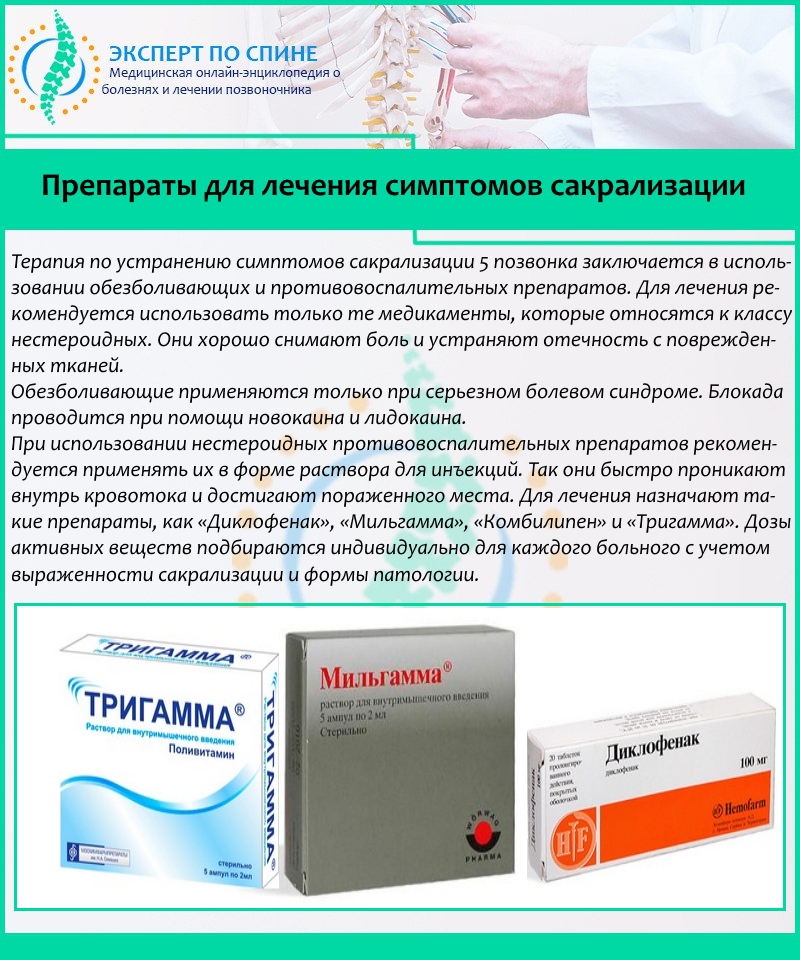 Препараты для лечения симптомов сакрализации