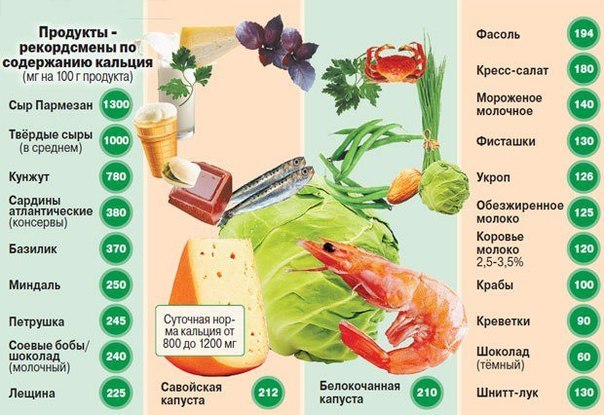 Ежедневный рацион обязательно должен включать продукты с высоким содержанием кальция